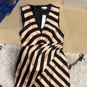 Topshop Black and Cream Striped Dress